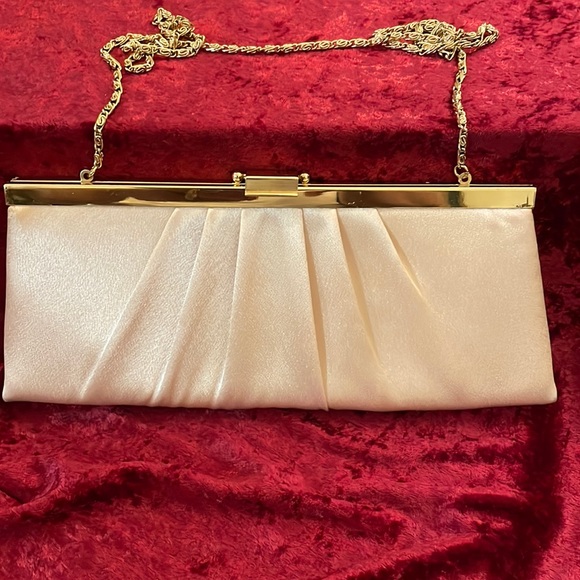 Satin Beige Evening Bag - Picture 1 of 3